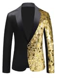 Herrar Sequin Blazer Kostym En Knapp Slim Fit Sequin Jacka Gold 40