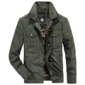 Miniatyrbild 1 av 4: Casual Military Lapeljacka i bomull för män dark green XXL