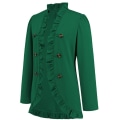 Miniatyrbilde 7 av 8: Kvinners Ruffled Lapel Knappelukking Jakke Green 2XL