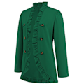 Miniatyrbilde 7 av 8: Kvinners Ruffled Lapel Knappelukking Jakke Green M
