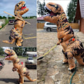 Miniatyrbild 2 av 10: Uppblåsbar Dinosauriekostym för Vuxna, Dinosaurie Uppblåsbar Kostym för Vuxna Brown