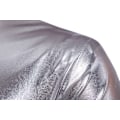 Miniatyrbillede 3 af 8: Mænds Stående Krage Zip Langærmet Sequin Jakke Silver L