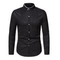 Långärmad skjorta med ståkrage för män black L