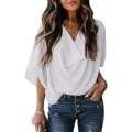 Pikkukuva 1 / 5: Naisten Blousit ja Topit Lyhythihainen Chiffon-paita ja Topit White 2XL