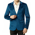 Miniatyrbild 4 av 6: Slim Fit V-ringad sammetsjacka med två knappar för män Blue M
