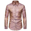 Miniatyrbillede 1 af 4: Mænds Casual Langærmet Lapel Trykt Knapløs Skjorte Khaki M