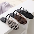 Miniatyrbilde 5 av 5: Ballettsko i mesh for kvinner med spenne, komfortable, avslappede kontorsko, ballerinasko i fiskenett dark brown 39
