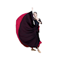 Miniatyrbilde 1 av 4: Dame To-lags Vendbar Chiffon Lang Maxi Skjørt for Dans Black+Wine Red S