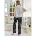 Miniatyrbilde 7 av 8: Dame Lounge-sett i bomull og lin med kort erme - Pyjamas - Løstsittende loungewear Grey M