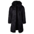 Miniatyrbillede 1 af 5: Mænds Luksuriøs Lang Kunstig Pels Frakke Vinter Fuzzy Fluffy Parka Overfrakke Black M