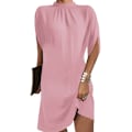 Pikkukuva 1 / 2: Naisten lyhythihainen taskullinen A-linjainen mekko, rento ja väljä Pink XL