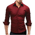 Pikkukuva 1 / 5: Miesten Slim Cotton Pitkähihainen Napit-Paita Red 3XL