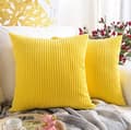 2 st Corduroy Kuddfodral, Solid & Randig Kuddeöverdrag (45*45cm) Yellow