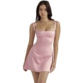 Miniatyrbilde 5 av 10: Sommerkjole for kvinner 2024 - Kvadratisk hals, tettsittende mini, sexy, rynket, uten ermer pink S