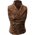 Miniatyrbillede 4 af 5: Herre Faux Suede Dobbeltbrystet Vest Slim Fit Gothic Steampunk Waistcoat Gentleman Tuxedo Black XL