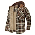 Miniatyrbillede 1 af 10: Mænds Flanneljakke Løstsiddende Plaid Sherpaforet Flannelskjorte Trykknapper Varme Vinterjakker Lommer Brown M