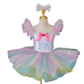 Miniatyrbillede 1 af 6: Børne Ballroom Klæder Sequined Tutu Kjoler Pink 140