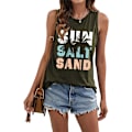 Miniatyrbild 1 av 5: Dam ärmlös Beach Praty Shirts Topp Army Green M