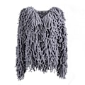 Miniatyrbillede 9 af 11: Plys Fringe Frakke Overfrakker til Kvinder Efterår Og Vinter Grey XL