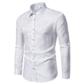 Miniatyrbillede 2 af 4: Mænds Casual Langærmet Lapel Trykt Knapløs Skjorte White M