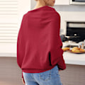 Miniatyrbild 3 av 8: Damernas Batwing Överdimensionerade Tröjor Asymmetriska Off Shoulder Båthals Wrap Tunika Toppar Grey S