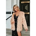 Miniatyrbillede 2 af 4: Dame Langærmet Fluffy Faux Fur Varmt Frakke Light Pink M