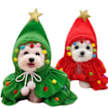 Miniatyrbillede 1 af 6: Julehunde Tøj Poncho Kappe Sjal Red M