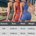 Pikkukuva 5 / 5: Naisten 2-osainen saumaton kylkiluinen crop-tankki ja korkeavyötäröiset shortsit treenisetti BLACK S/M