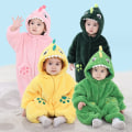 Miniatyrbillede 5 af 6: Nyfødt Baby Jumpsuit med Hætte Fleece Rompers Langærmede Onesies Udetøj Outfits Green 59