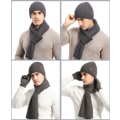 Pikkukuva 8 / 10: Talvitrikoohattu Beanie Pitkä Kaulaliina Kosketusnäyttöhanskat Sarja Navy