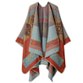 Miniatyrbild 1 av 3: Retro Tofs Poncho Sjal Cape Wraps för kvinnor red