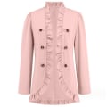 Miniatyrbilde 1 av 8: Kvinners Ruffled Lapel Knappelukking Jakke Pink L