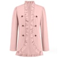 Miniatyrbilde 1 av 8: Kvinners Ruffled Lapel Knappelukking Jakke Pink M