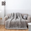 Miniatyrbillede 1 af 5: Tyk Strikket Tæppe, Blødt Strikket Hæklet Tæppe til Sofa Hjemmeindretning Grey
