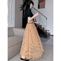 Miniatyrbillede 4 af 6: Dame Multilayer Ruffles Tulle Skjørt Højtaljet Skjørt Black L