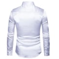 Miniatyrbild 3 av 4: Casual enfärgad glänsande långärmad tröja för män White l