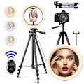 Pikkukuva 1 / 6: 10'' Rengasvalo, Laajennettava Tripod-jalusta, LED-ympyrävalot BLACK