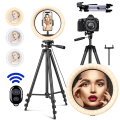 Pikkukuva 1 / 6: 10'' Rengasvalo, Laajennettava Tripod-jalusta, LED-ympyrävalot SILVER