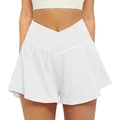 Crossover Atletiske Shorts for Kvinner 2 i 1 Flytende Løpeshorts White XL