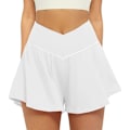 Miniatyrbilde 1 av 5: Crossover Atletiske Shorts for Kvinner 2 i 1 Flytende Løpeshorts White XS