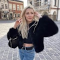 Miniatyrbilde 2 av 10: Vinterjakke for kvinner i kunstig pels, lang ermet, avkortet Black XL