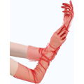 Miniatyrbilde 4 av 6: Lange hansker for kvinner, mesh-tulle hansker Red