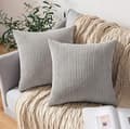 2 st Corduroy Kuddfodral, Solid & Randig Kuddeöverdrag (45*45cm) Gray