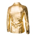 Miniatyrbild 2 av 3: Herrar Blazer Krage 2 Knappar Prom Glansiga Sportjackor Golden XL