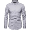 Miniatyrbilde 1 av 4: Hvit skjorte med lange ermer for menn, smal passform i bomull Gray XL