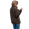 Miniatyrbillede 3 af 5: Dame Faux Shearling Shaggy Oversized Shacket Jakke Brown L