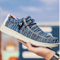 Miniatyrbillede 2 af 5: Mænds Casual Canvas Sko med En-Fods-Stigbøjle Blue 41