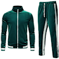 Miniatyrbillede 2 af 5: Mænds 2-delt fuld lynlås Tracksuits Fløjl Sportsdragter green XL