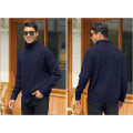 Miniatyrbilde 5 av 7: Hettegenser for menn, kabelstrikket vintergenser Dark Blue M