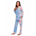 Miniatyrbild 6 av 7: Pyjamas Set för Kvinnor, Långärmad, Knappar, Nattkläder, Bomull, Pj-Set Pink Blue XL